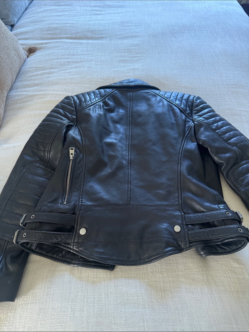 AllSaints Black Quilted Leather Moto Jacket - Picture 6 of 7